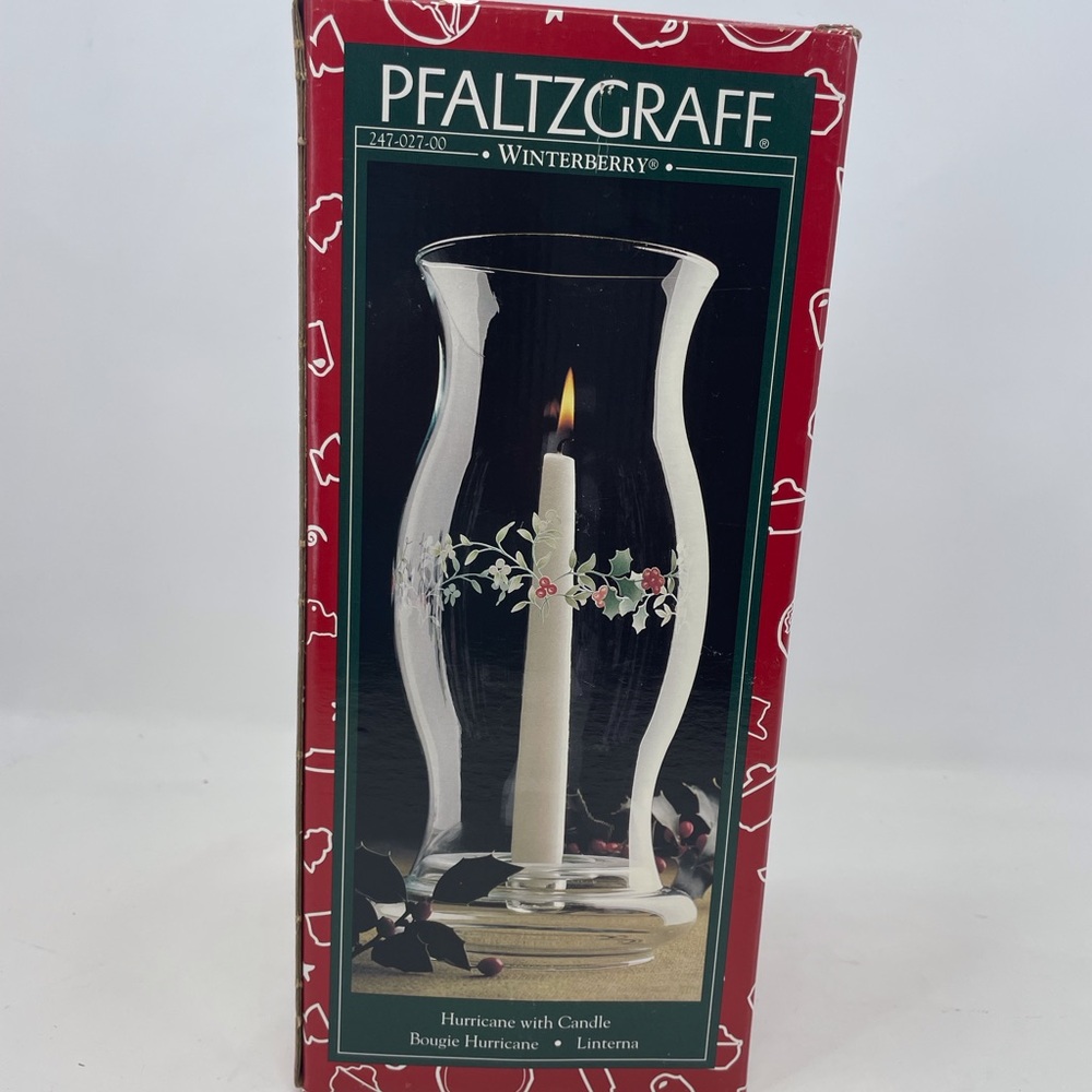 Vintage 1997 Pfaltzgraff Winterberry 11.5" Glass Hurricane Shade Candle Base